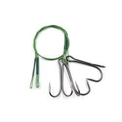 Поводок Namazu Leader 1х7 Nylon Coated Green (с двойным крючком 7826 Double, 3 шт.) d-0,39 мм, 20 см