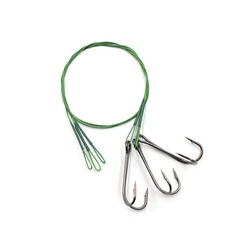 Поводок Namazu Leader 1х7 Nylon Coated Green (с двойным крючком 7826 Double, 3 шт.) d-0,39 мм, 30 см