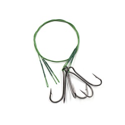 Поводок Namazu Leader 1х7 Nylon Coated Green (с двойным крючком 7826 Double, 3 шт.) d-0,42 мм, 30 см