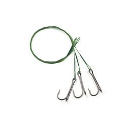 Поводок Namazu Leader 1х7 Nylon Coated Green (с двойным крючком 7826 Double, 3 шт.) d-0,42 мм, 40 см