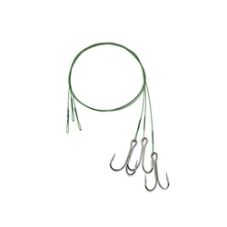 Поводок Namazu Leader 1х7 Nylon Coated Green (с двойным крючком 7826 Double, 3 шт.) d-0,48 мм, 50 см