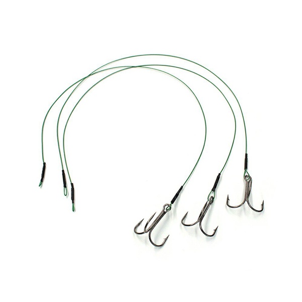 Поводок Namazu 1х7 Nylon Coated Green (с тройным крючком 35647 Round Be Treble, 3 шт.) d-0,54 мм, 40 см
