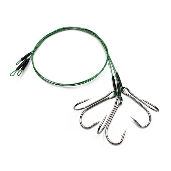 Поводок Namazu 1х7 Nylon Coated Green (с двойным крючком 7826 Double, d-0.54 мм, 40 см)