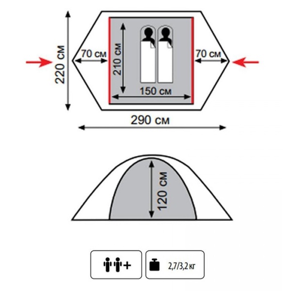 Палатка Tramp Tourist 2 Зелёный