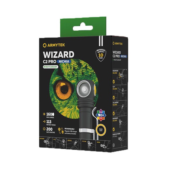 Мультифонарь ArmyTek Wizard C2 Pro Nichia Magnet USB (1600лм, хол. свет, аккумулятор)