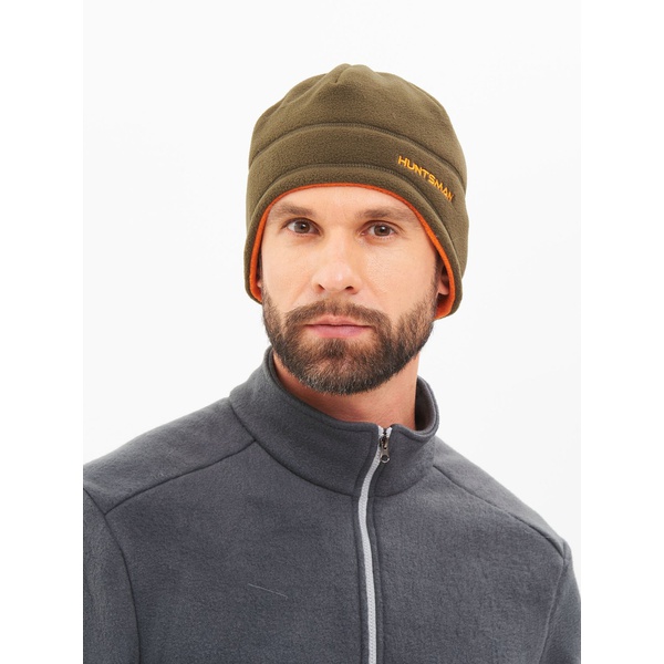 Шапка Huntsman двусторонняя (флис) хаки/оранжевый