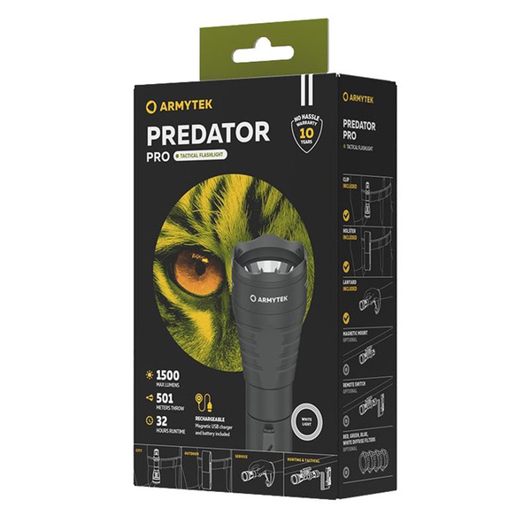 Фонарь ArmyTek Predator Pro Magnet USB (1500лм, хол. свет, аккумулятор)