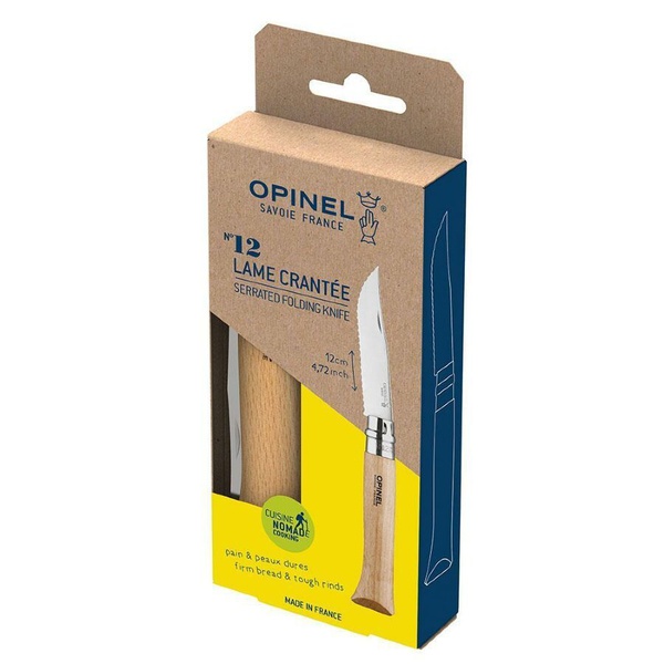 Нож Opinel №12 (рукоять из бука, серрейторная заточка)