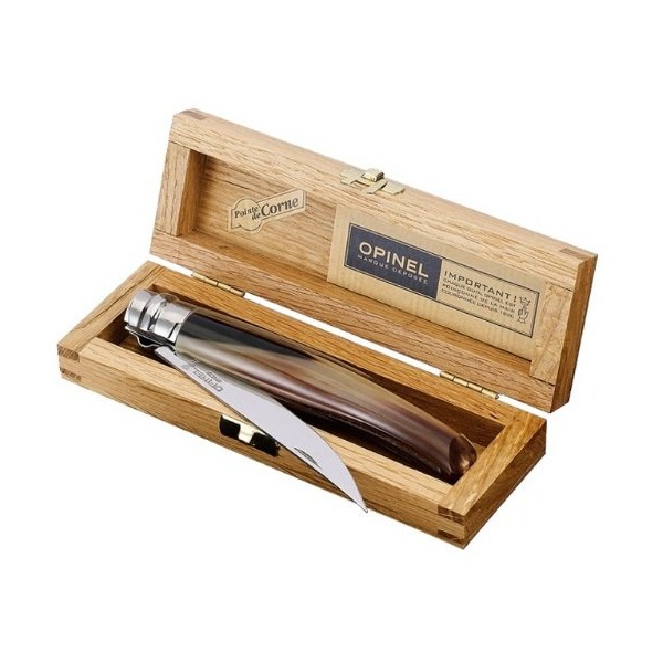 Нож филейный Opinel №10 (деревянный футляр, рукоять светлый рог буйвола)