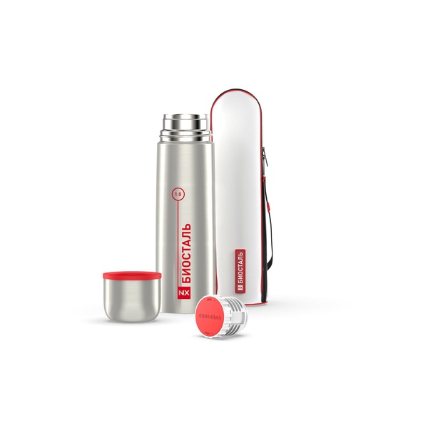 Термос Biostal NX-1000B (в чехле) стальной, 1 л