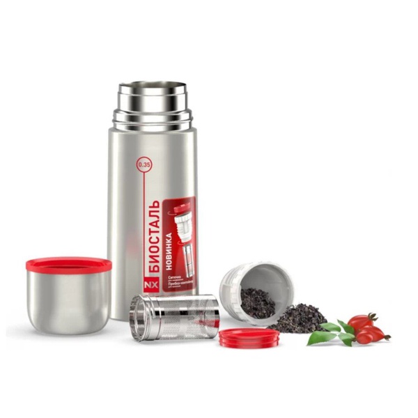 Термос Biostal NX-350Z (пробка с ситечком) стальной, 0,35 л