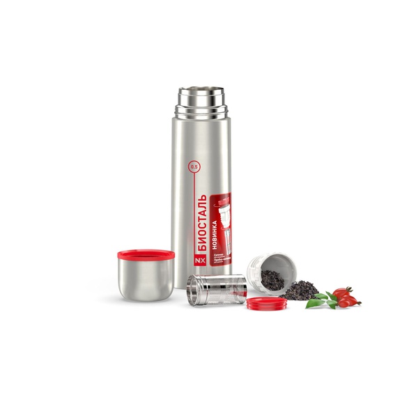 Термос Biostal NX-500Z (пробка с ситечком) стальной, 0,5 л