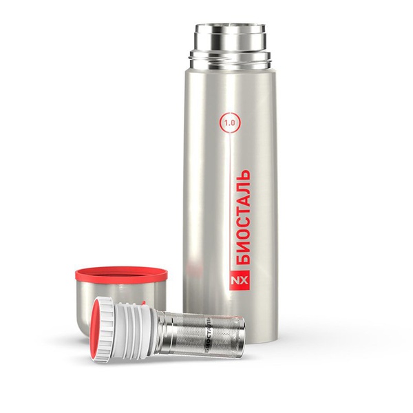 Термос Biostal NX-1000Z (пробка с ситечком) стальной, 1 л