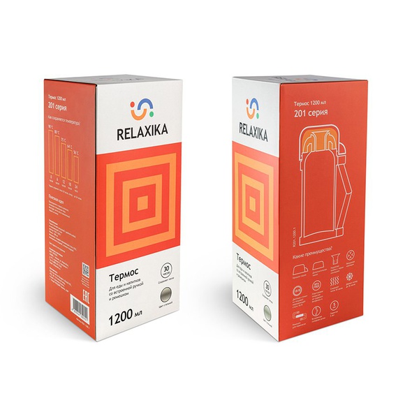 Термос Relaxika 201 (универсальный) стальной, 1,2 л