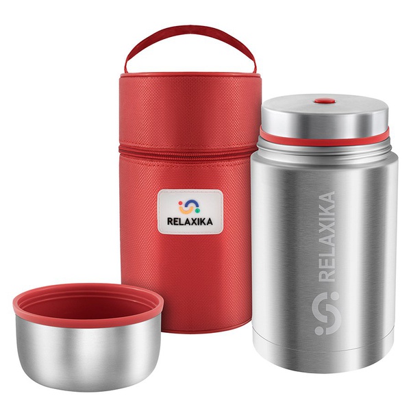 Термос Relaxika 301 (с термочехлом) стальной, 1 л