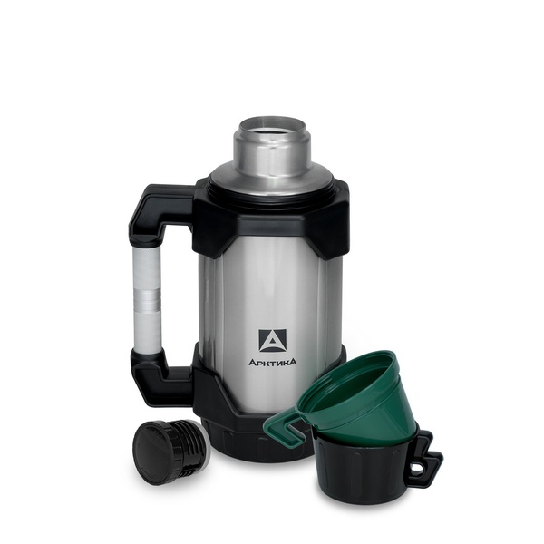 Термос Арктика Тайга стальной/зеленый, 1.5 л