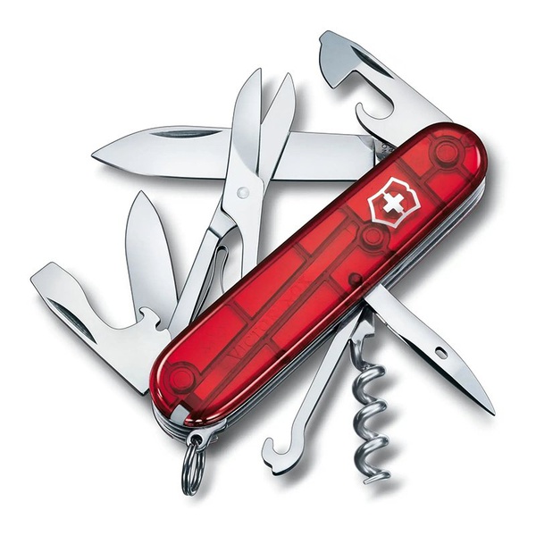 Нож Victorinox Climber (подар. упаковка) полупрозрачный красный, Bern