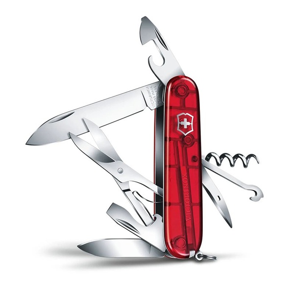 Нож Victorinox Climber (подар. упаковка) полупрозрачный красный, Bern