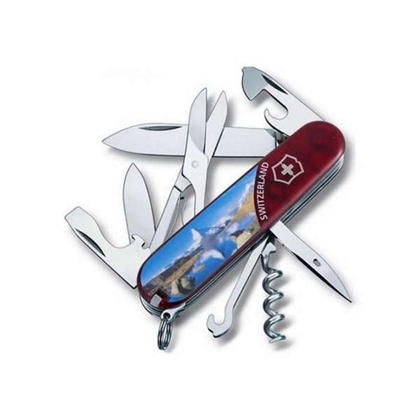 Нож Victorinox Climber (подар. упаковка) полупрозрачный красный, Matterhorn