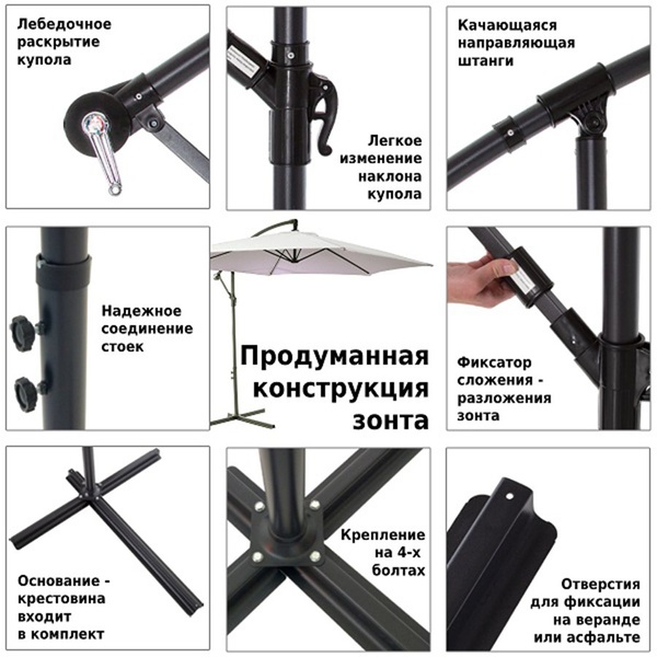 Зонт садовый Green Glade 6002 серый