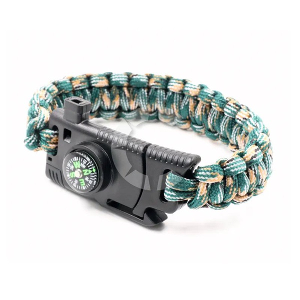 Браслет из паракорда Следопыт (свисток, огниво, компас, лезвие) 26х2 см