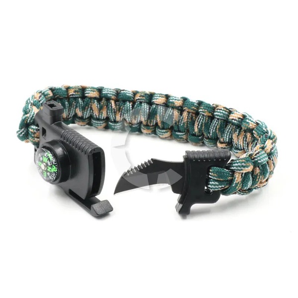 Браслет из паракорда Следопыт (свисток, огниво, компас, лезвие) 26х2 см