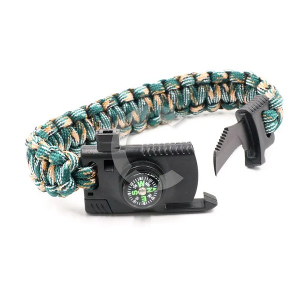 Браслет из паракорда Следопыт (свисток, огниво, компас, лезвие) 24,5х2 см
