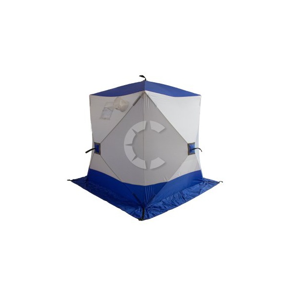 Палатка зимняя Следопыт Куб 1,5 х 1,5 м (1 слой) бело-синий, Oxford 210D