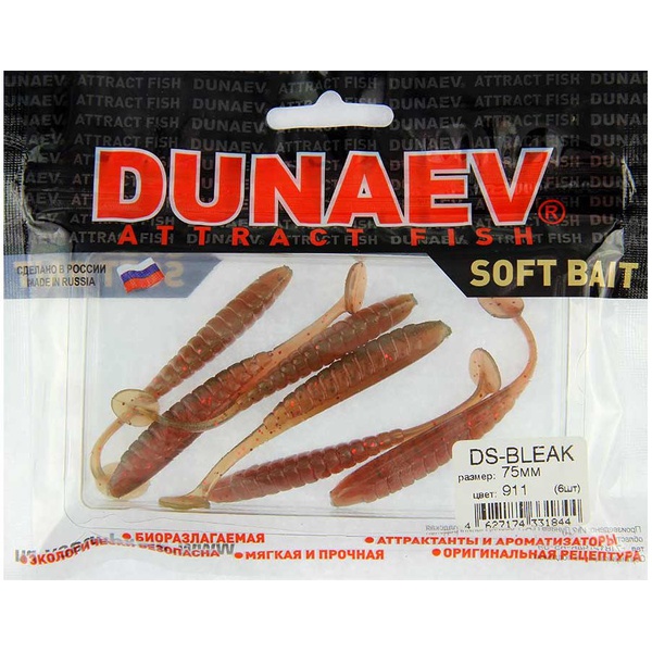 Приманка Dunaev DS Bleak (911) м. масло красное, блёстки красные, 75 мм, 6 шт.