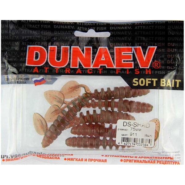 Приманка Dunaev DS Shad (911) м. масло красное, блёстки красные, 750 мм, 6 шт.