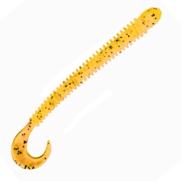 Приманка Dunaev DS Worm Zander (310) жёлтый, блёстки чёрные, 108 мм, 5 шт.