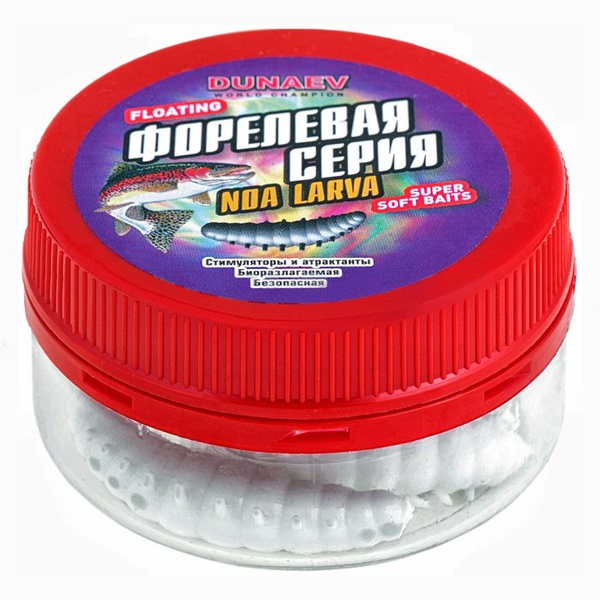 Приманка Dunaev DT Noa Larva (801) белый, 40 мм, 6 шт.