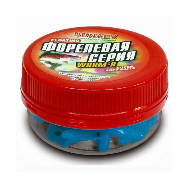 Приманка Dunaev DT Worm R (502) голубой, 100 мм, 5 шт.