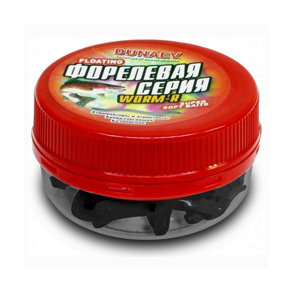 Приманка Dunaev DT Worm R (701) чёрный, 75 мм, 6 шт.