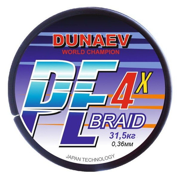 Шнур Dunaev Braid PEx4 (150 м) ярко зелёный, 0,36 мм