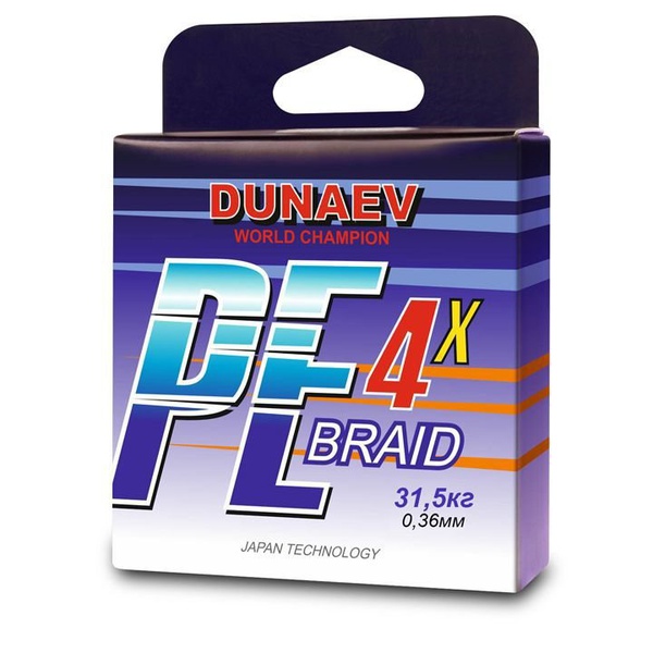 Шнур Dunaev Braid PEx4 (150 м) ярко зелёный, 0,36 мм