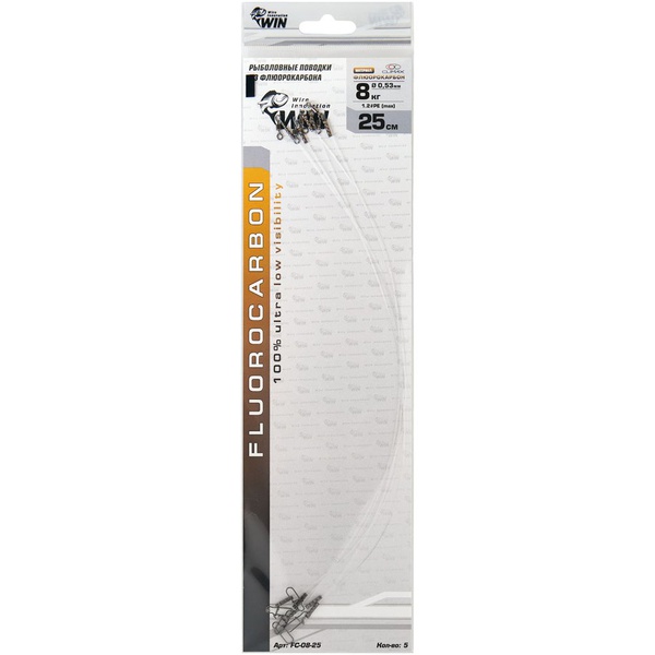 Поводки Win Fluorocarbon (5 шт.) 8 кг 25 см