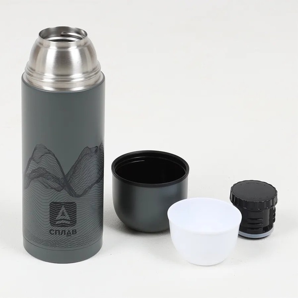 Термос Сплав SBM серый /принт, 1 л