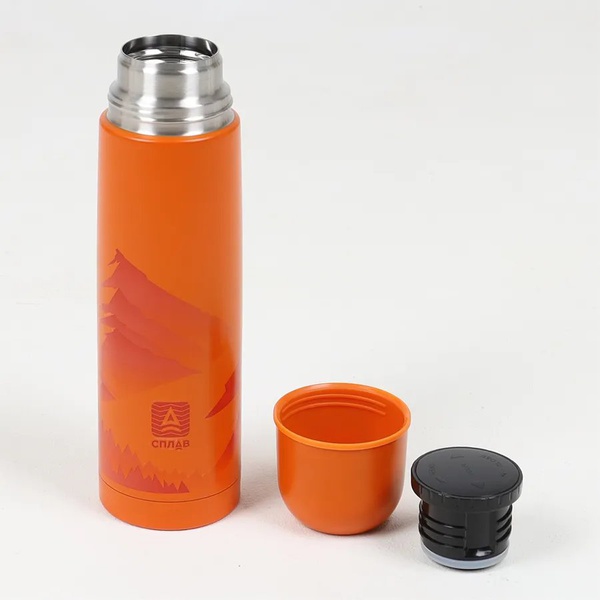 Термос Сплав SB оранжевый/принт, 0.8л
