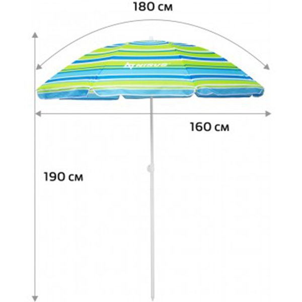 Зонт пляжный Nisus N-180-SB (1,8м прямой) разноцветные полосы
