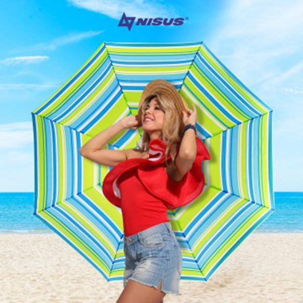 Зонт пляжный Nisus N-200N-SB (2 м, с наклоном) разноцветные полосы