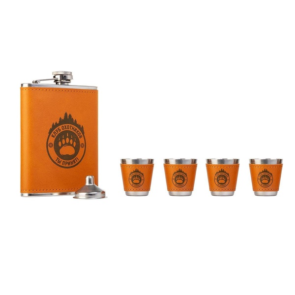 Набор Helios Клуб охотников HS-2021-A1 (фляжка 240 мл + 4 стопки + воронка)