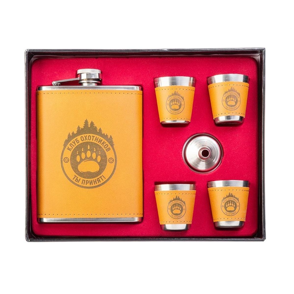 Набор Helios Клуб охотников HS-2021-A1 (фляжка 240 мл + 4 стопки + воронка)