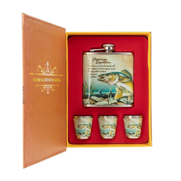 Набор Guotai Рыба А02 (фляжка 210 мл + 3 стопки)