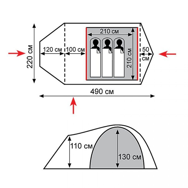 Палатка Tramp Cave 3 V2 зелёный