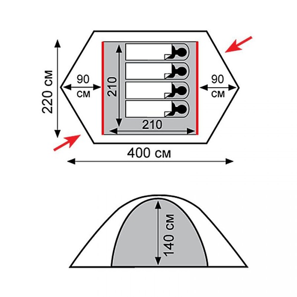 Палатка Tramp Rock 4 V2 зелёный