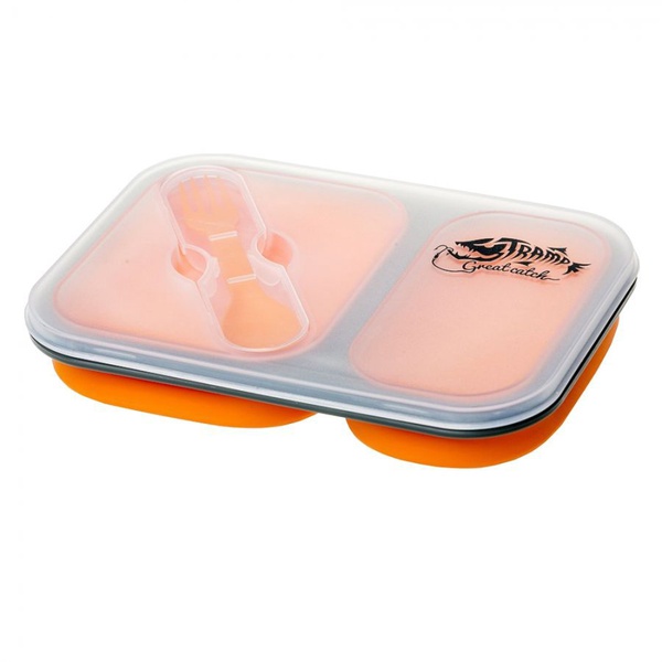 Контейнер складной Tramp 0.9 л (2 отсека, с ловилкой) оранжевый