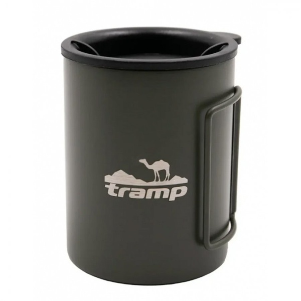 Термокружка Tramp TRC-136.12 (со складными ручками и поилкой) оливковый, 0,3 л