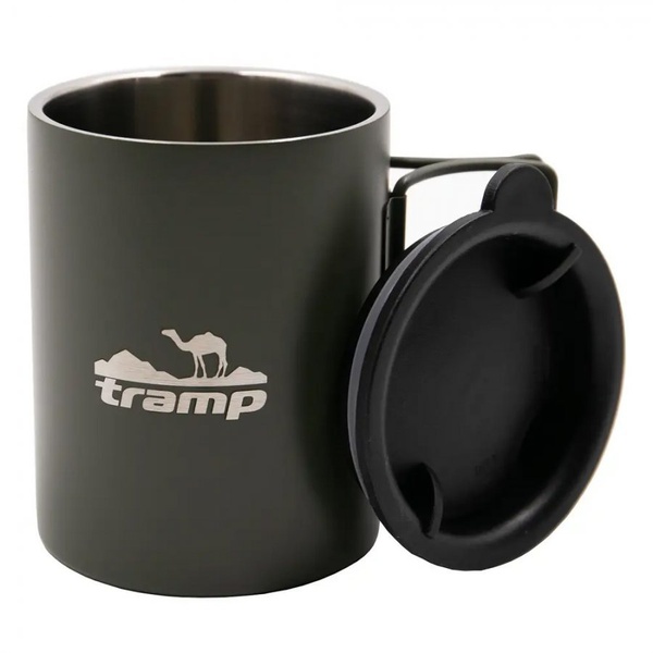 Термокружка Tramp TRC-137.12 (со складными ручками и поилкой) оливковый, 0,4 л