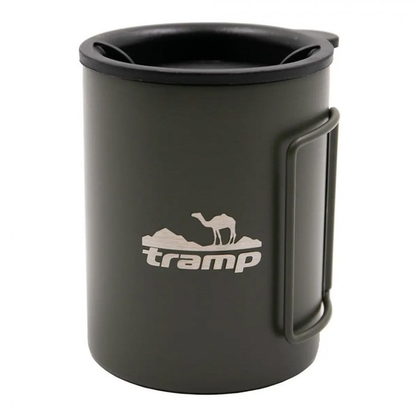 Термокружка Tramp TRC-137.12 (со складными ручками и поилкой) оливковый, 0,4 л